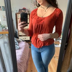 red cut out long sleeve